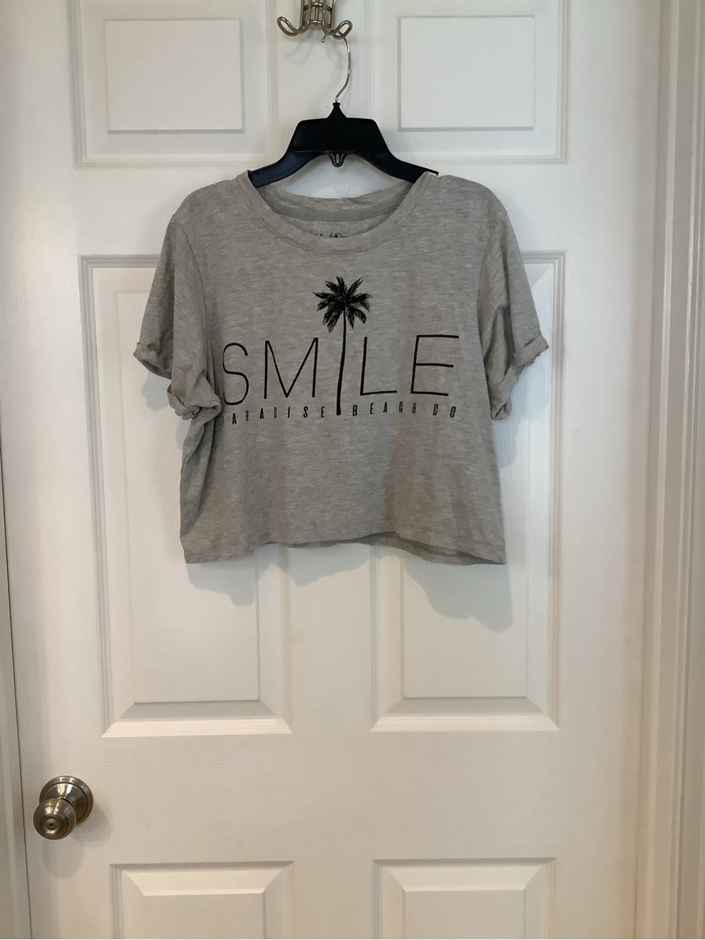 Reel Legends Light Gray Palm Graphic Crop Tee